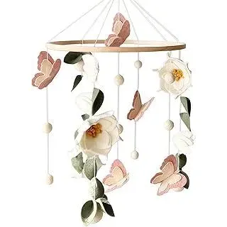 Baby Mobile Blume Schmetterling, Mobile Babybett, Wickeltisch Mobile Babyzimmer Deko, Geschenk Junge Mädchen,Mobile für Bett,Waldtiere Mobile