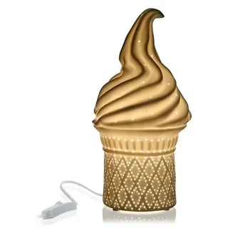 Versa Eiscreme-porzellan-tischlampe 13.7x27x13.7 Cm - Gold - One Size