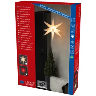 Konstsmide Roter 3-D Kunststoffstern, inkl. Leuchtmittel, außen, 1 warm weiße Diode, E-Trafo 12V/12W Dimmer (IP44), 3W, schwarzes Kabel - 5970-550