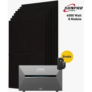 Balkonkraftwerk 4000 Watt, Bifazial Komplettset, Balkonkraftwerk, Anker 3 Pro