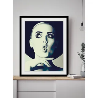 Bild QUEENCE "Duckface", schwarz (farbe rahmen: schwarz, farbe bild(er): schwarz), B:30cm H:40cm, Acrylglas, Holz, Papier, Bilder, Bild, HD Premium Poster-Druck inkl. Holzrahmen