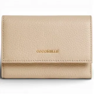 Mode Coccinelle Geldbörse Metallic Soft Damen Sandfarben Aus Leder
