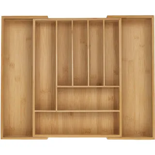 Relaxdays Ausziehbarer Besteckkasten aus Bambus 53,5 x 5 x 43 cm