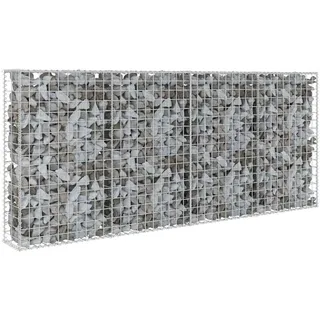 vidaXL Gabionenwand mit Abdeckung Verzinkter Stahl 200×20×85 cm - Silber