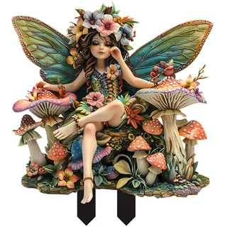 iSpchen Bohemian Feen Blumentopf Figuren, Fairy Garden Miniatur Feen Figuren Elfen Bodenstecker Dekor Schild Miniaturfeen Gartenfiguren Fee Figur Miniatur Elfen Deko für Garten Hof Rasen Dekor Topf