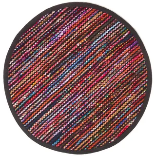 Homescapes Flickenteppich Folk rund 150 cm , Multicolor , Textil , Gestreift , Rund , 150x150 cm , Teppiche und Böden, Teppiche