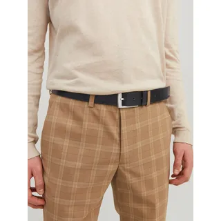 Ledergürtel JACK & JONES "JACSTOCKHOLM LEATHER BELT NOOS", Herren, Gr. 95, schwarz, Büffelleder, unifarben, Gürtel Ledergürtel