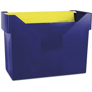 DONAU 7422001PL-18 Hängemappenbox mit 5 Hängemappen Free/ Hängeregister aus Bruchsicherem Kunststoff/ Praktische File Box für Ordner Mappen A4/ Farbe: Dunkelblau