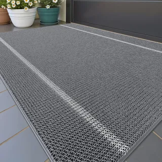 Color G Fussmatte Aussen Innen 120 x 180 cm, Große Schmutzfangmatte Außen rutschfest Wetterfest, Fußmatte Sauberlaufmatte Waschbar, Türmatte Outdoor Teppich für Eingang, Haustür, Garten (Grau)
