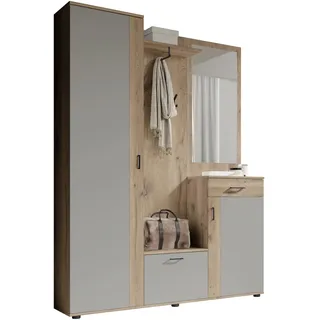 HBZ Jens Kompaktgarderobe 145x29x184 cm grau|weiß