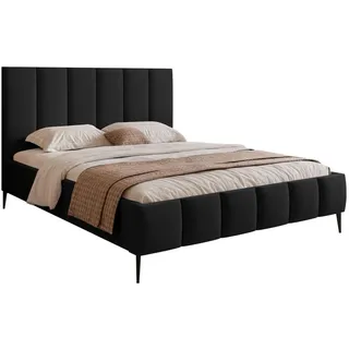 Selsey Polsterbett Sarafino Schwarz Samt 180x200 cm , Textil , 180x200 cm , Schlafzimmer, Betten, Polsterbetten