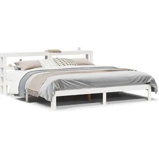 vidaXL Bettgestell mit Kopfteil ohne Matratze Weiß 180x200 cm - Weiß