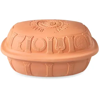 Römertopf Bräter 40 Jahre Jubiläums-Edition, Dampfgarer aus Naturton, 3,5 Liter, oval 34 x 26 x 19 cm, Terrakotta, für bis zu 6 Personen, schonendes Garen mit Dunst, ofenfest & pflegeleicht
