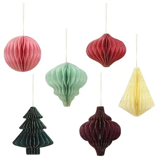 Weihnachten Dekorationen Weihnachtsschmuck,6 Stück 3D Mini Weihnachts Papier Ornamente für Weihnachtsbaum, Silvester, Heimdekoration