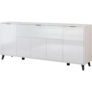 OTTO home Sideboard "Oslo, B/H/T: 180/76/39,5 cm" Push-to-open-Funktion, schwarze Metallgriffe, viel Stauraum, weiß matt, weiß hochglanz