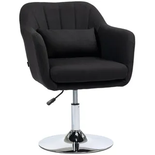 Homcom Sessel Polyester Schwarz , Textil , 60x91x60 cm , Büromöbel, Bürostühle, Drehstühle