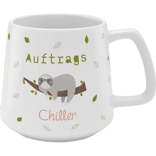 GRUSS & CO GRUSS CO Tasse konisch "Auftragschiller" | Steinzeug, 43 cl, mehrfarbig | Geschenk Freunde, Faultier | 48445