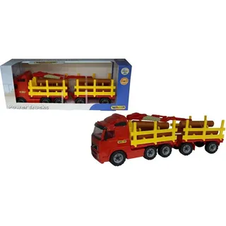 Polesie Spielzeug-Holztruck 9500 Volvo Holztransporter 77 cm mit Anhänger Kran grün - Grün