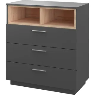 Vicco Kommode Beatrice, Anthrazit 3 Schubladen Sideboard Regal