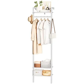 YMYNY Wandgarderoben mit Ablage, Garderobenständer, 180CM Kleiderständer, Freistehender hoher Schrankorganizer, Industrieller für Kleidung, Flur, Schlafzimmer, Weiß HGR003W