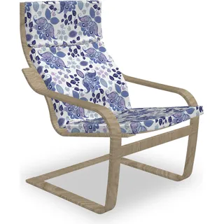 ABAKUHAUS Paisley Poäng Sessel Polster, Boho Pastel Leaves, Sitzkissen mit Stuhlkissen mit Hakenschlaufe und Reißverschluss, Mauve Violet Blue - Violett, Blau