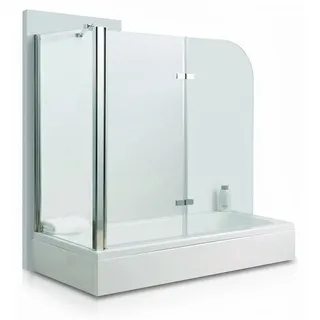 Mucola Duschabtrennung Badewannen Badewannenaufsatz ESG Glas Duschtrennwand Badewannenfaltwand Duschwand - 70+120x140 Glas - Weiß