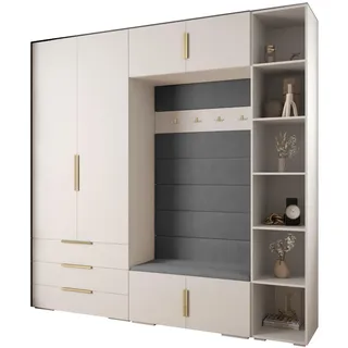 Abiks Möbel Garderoben-Set 236,7/240/47 , Metall , Nachbildung , 13 Fächer , 240x236.7x47 cm , Garderobe, Garderoben-Sets & Garderoben-Serien, Garderoben-Sets