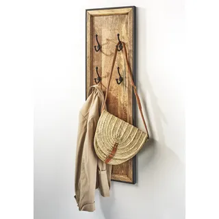 Kobolo Garderobe Wandgarderobe - COAT - aus Mangoholz - 4 Haken - Paneel Haken Hängeregal Garderobe Kleiderhaken Flur Wandregal Deko Zuhause schmal