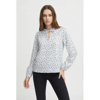 Langarmbluse ONLY "ONLROANNE L/S TOP WVN NOOS", Damen, Gr. M, cloud dancer aop:sofia flower, Web, Obermaterial: 100% Baumwolle, bedruckt, loose fit normal, V-Ausschnitt, elastischer Bund, Blusen Langarmbluse