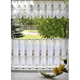 Scheibengardine STICKEREIEN PLAUEN "Schmetterling" Gr. 6, bunt, B:95cm H:50cm, Voile, Polyester, Gardinen, Scheibengardine