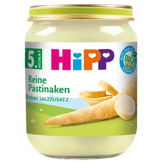 HiPP Bio Reine Pastinaken (6 x 125g), für Babys ab 5. Monat, ohne Salzzusatz, das Gemüse-Gläschen ideal zum Beikoststart, in bester Bio-Qualität