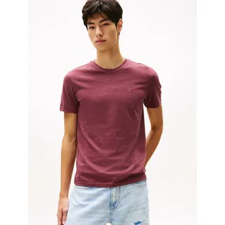Tommy Hilfiger T-Shirt "TJM XSLIM JASPE HTR TEE EXT", Herren, Gr. M, rot (rot wine htr), Single Jersey, Obermaterial: 60% Baumwolle, 40% Polyester, Basic, slim fit normal, Rundhals, eingesetzt abgesteppte Kante, Shirts T-Shirt, Mit Rundhalsausschnitt