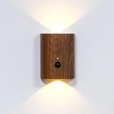 first4magnets MagLight Magnetische Wandleuchte Sensor Licht, Holz Wireless USB Wiederaufladbar Nachtlicht für Schlafzimmer, Büro, Arbeitszimmer, Wohnzimmer, Flur - Sapeli-Holz