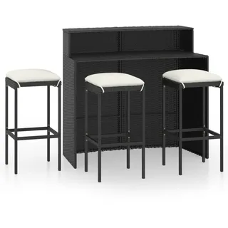 vidaXL 4-tlg. Gartenbar-Set mit Kissen Schwarz - Schwarz