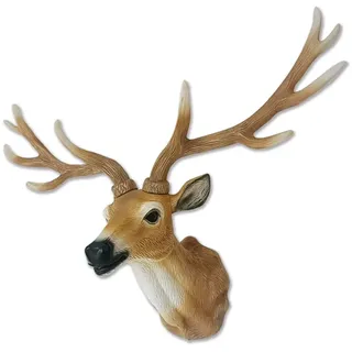 Keygift Hirschkopf-Wanddekoration, 50,8 cm, realistisches braunes Hirschgeweih, Wandskulptur, Kunst-Taxidermie, Kunstharz, Tierkopf-Wandhalterung
