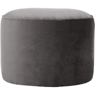 Icon Milano Hocker, Dunkelgrau, Flauschiger Samt Stoff, Samt Sitzsack, Sitzpuff, Pouf Hocker mit Füllung, Fußhocker für das Wohnzimmer, Deko Wohnzimmer