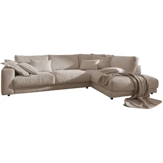 KAWOLA Sofa MADELINE Ecksofa Cord taupe Recamiere rechts