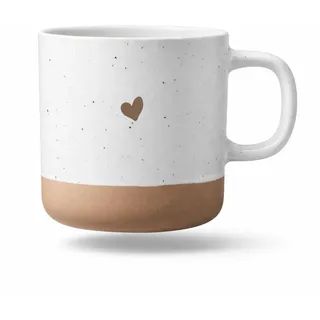 Bergliebe Keramiktasse Motiv | Liebestasse | Kaffeetasse | Teebecher weiß mit beigem Boden | Geschenk für Partner, Freundin | Lieblingsmensch | 360 ml Pohmer Design (Herz)