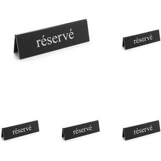 HENDI Tischschild Reserviert, Schwarz, weiß, Doppelseitig bedruckt, "Réservé", 130x35x(H)40mm, PMMA (Packung mit 5)