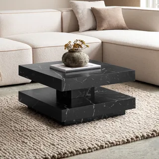 Couchtisch FineBuy 60 cm Wohnzimmertisch Sofatisch Quadratisch Klein Kaffeetisch - Schwarz