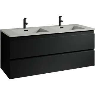 Badezimmer Badmöbel Set Angela 120 cm - Graues Waschbecken - Mat Schwarz - Unter