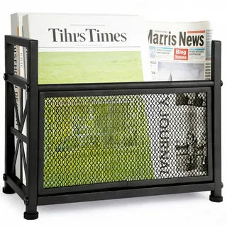 WeGXY Schwarzer Zeitschriftenhalter, Zeitschriftendateihalter, Zeitschriftenständer Boden-Zeitschriftenkorb, Zeitschriftenständer für Briefe, Zeitschriften, Bücher, Zeitungen, Ordnerorganizer-Behälter