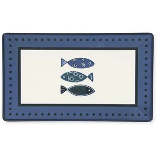 Excelsa Ocean 6er Set Keramik Teller 25x15cm Fisch Dekor