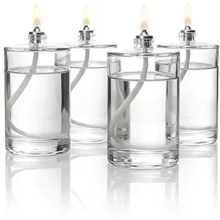 Öllampen 4er Set aus Glas 100 ml – Nachfüllbare, rußfreie Petroleumlampen – Tischbeleuchtung für Restaurant, Bar & Gastronomie – Elegante Öllampe für Wohnzimmer, Garten & Terrasse – Dekoration