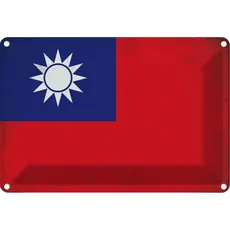 Blechschild Wandschild 20x30 cm China Taiwan Fahne Flagge