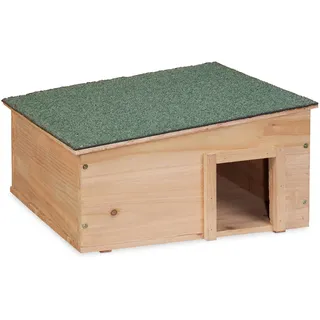 Relaxdays Igelhaus, Holz, Igelhotel mit Boden, 2 Kammern, Winterquartier für Igel, Garten, HBT: 21,5x40x40 cm, Hellbraun
