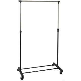 JE CHERCHE UNE IDEE rg6377 Metall-Roller für Haus und Basar, Kleiderständer und Kleiderbügel, Schwarz-Chrom, 80 x 43 x 160 cm