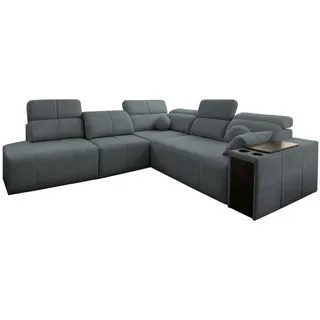 Kaiser Möbel Ecksofa Mindy IX Mit Schlaffunktion, Verstellbarer Rückenlehne Stoff Verita Dunkelgrau Links , Holz , L-Form, Ottomane links, Ottomane rechts,L-Form , 300x288 cm , Wohnzimmer, Sofas & Couches, Wohnlandschaften, Ecksofas