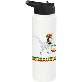 Reggae Dinosaurier Hippie Dino Rasta Reggae Rastafari T-Rex Stainless Steel Insulated Water Bottle