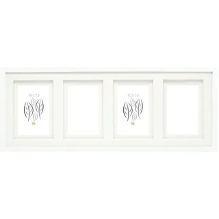 Deknudt Frames Bilderrahmen Fotorahmen für 4 Bilder Weiß mit Doppel-Passepartout Bildgröße 10x15 cm Holz MDF Holz Collage S65KK1 P4 10x15cm
